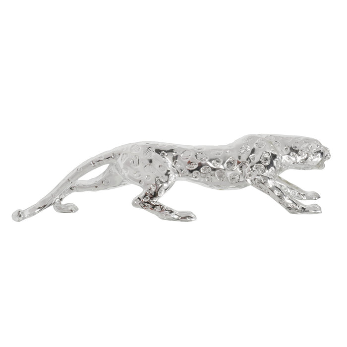 Leopard Statue-Silver Finish