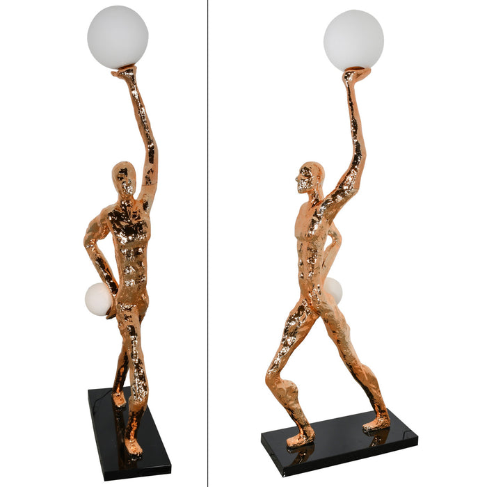 Lighted Orbs Gold Figure Floor Sculpture