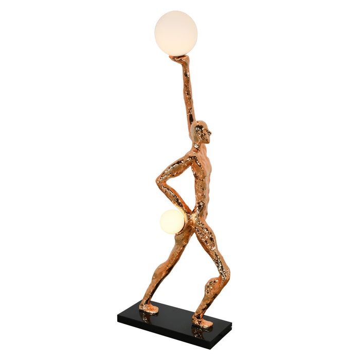 Lighted Orbs Gold Figure Floor Sculpture