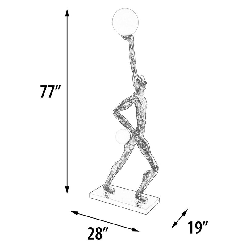 Lighted Orbs Gold Figure Floor Sculpture