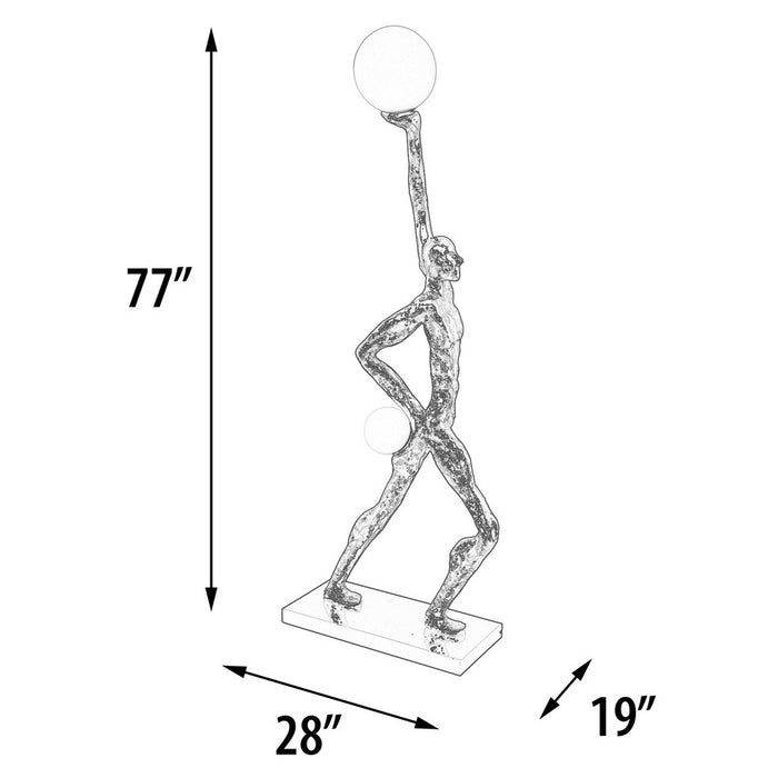 Lighted Orbs Gold Figure Floor Sculpture