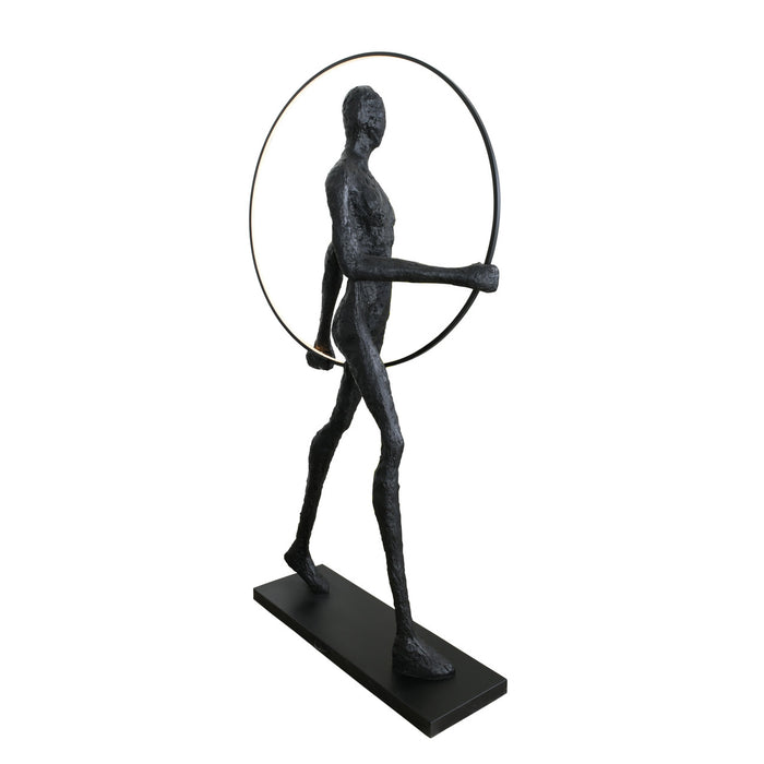 Lighted Ring Figure Floor Sculpture