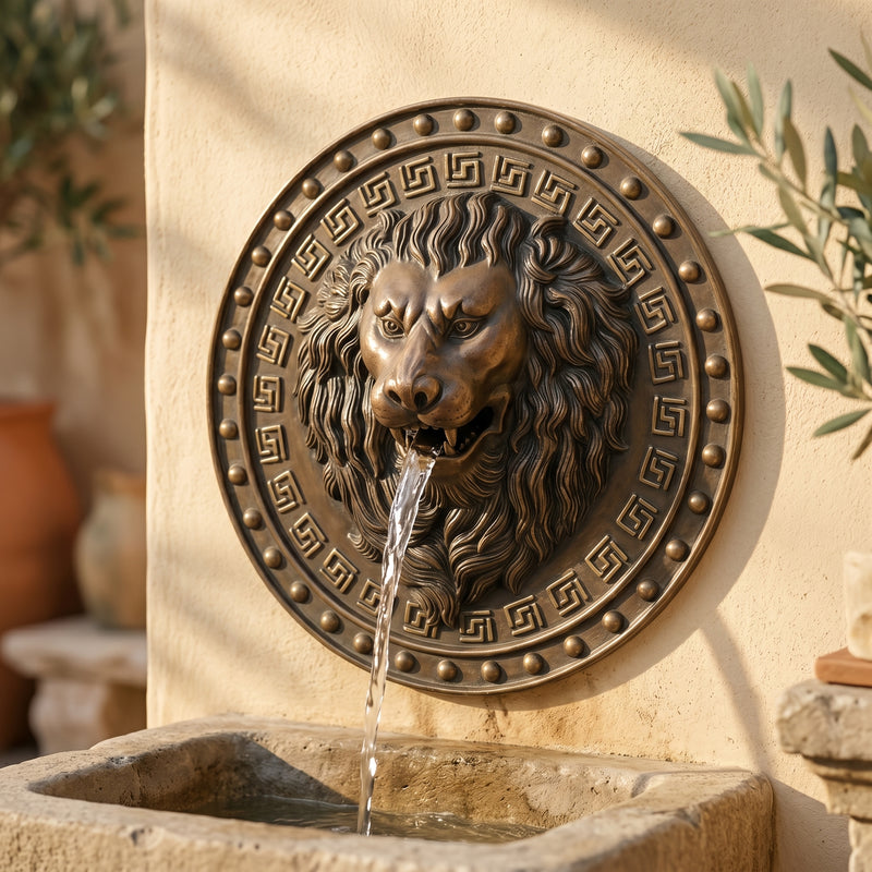 Decorative lion head water fountain