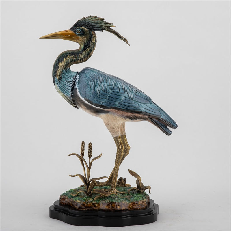 Little Blue Heron Sculpture-Porcelain & Bronze