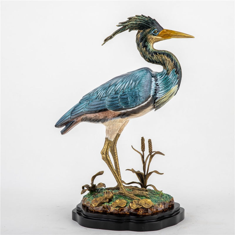 Little Blue Heron Sculpture-Porcelain & Bronze