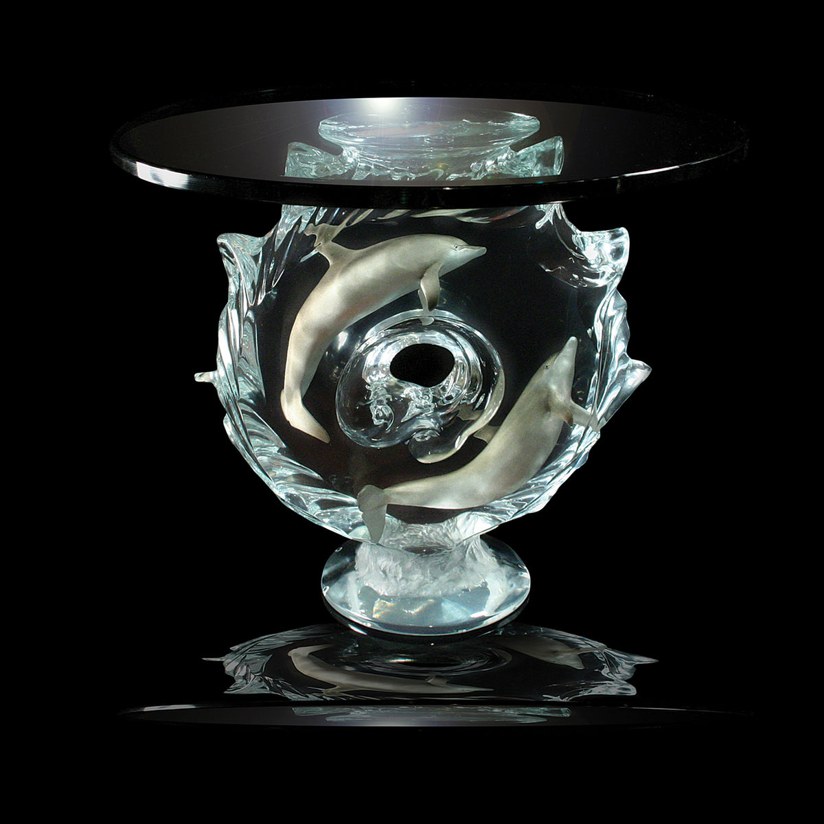 Epiphany Dolphin Sculpture End Table — AllSculptures