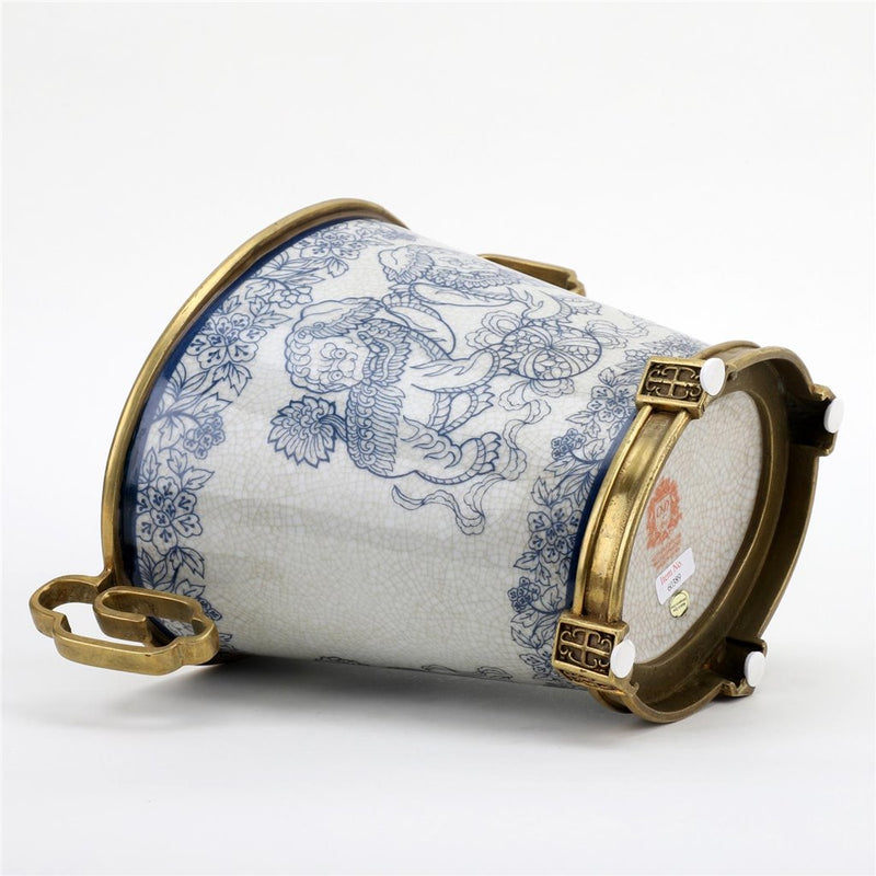 Lucky Foo Dog Planter-Porcelain & Bronze