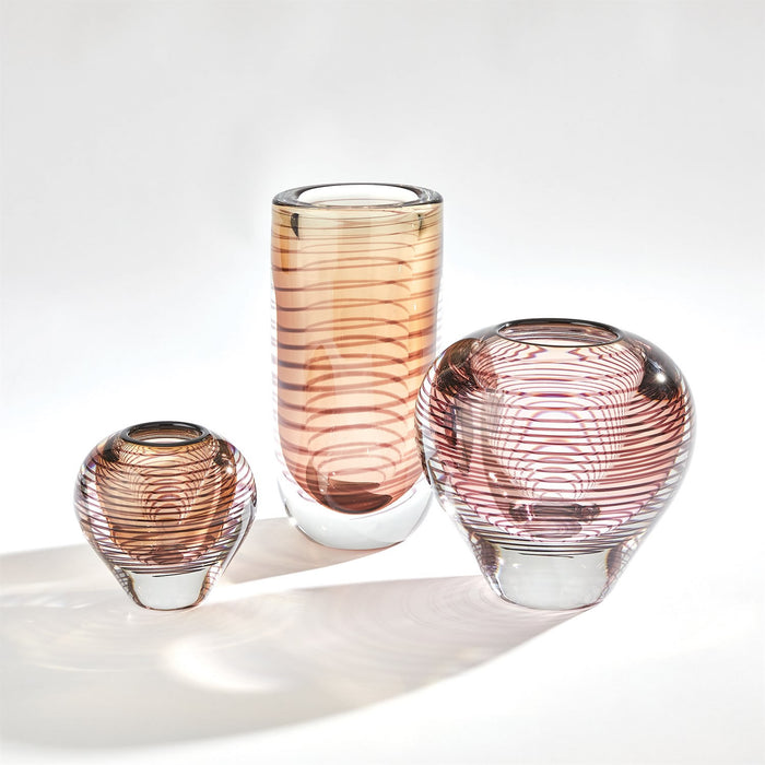 Art Glass Spiral Amber Vase