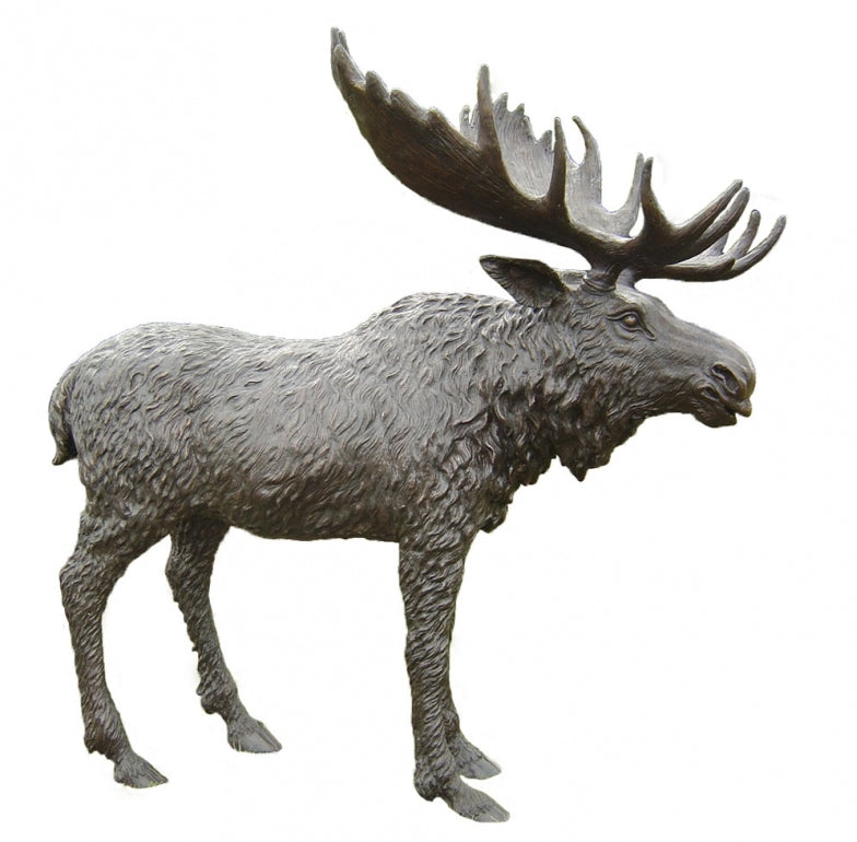 Bronze Moose Standing Sculpture-74"H