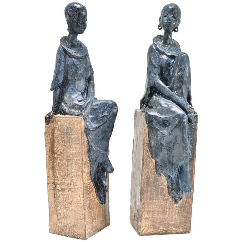 Maasai African Women Tabletop Statue Set of 2