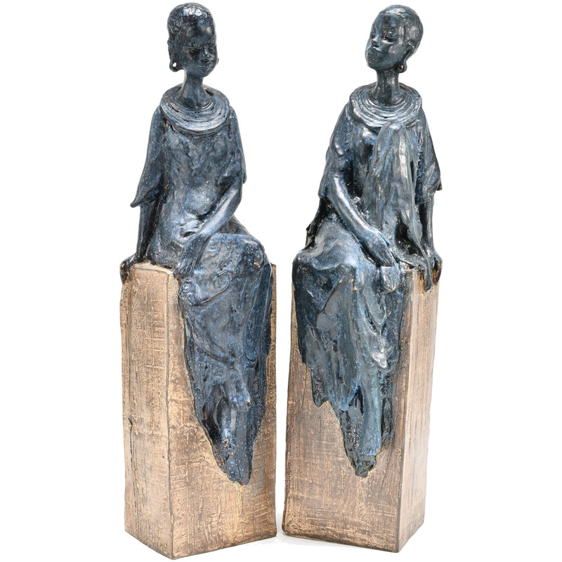 Maasai African Women Tabletop Statue Set of 2