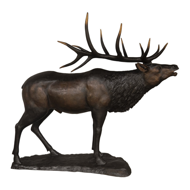 Massive Standing Elk Bronze Sculpture
