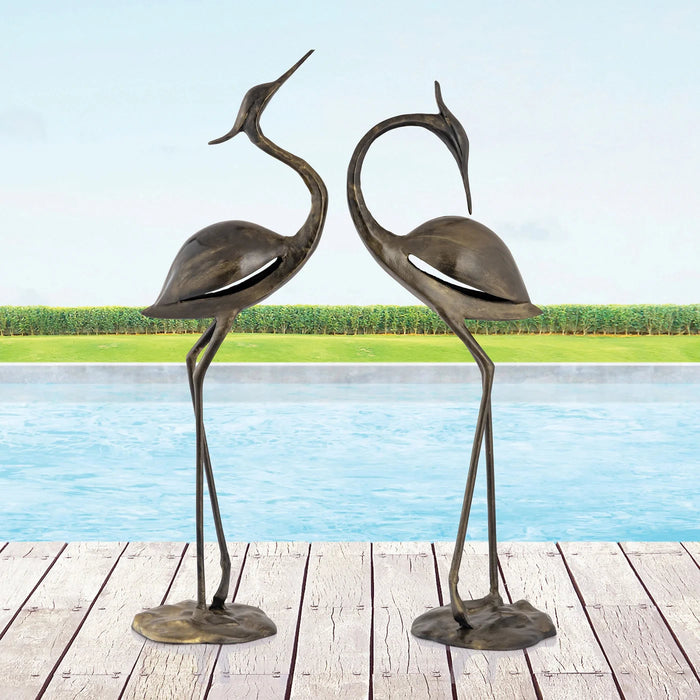 Modern Heron Garden Sculptures-Pair