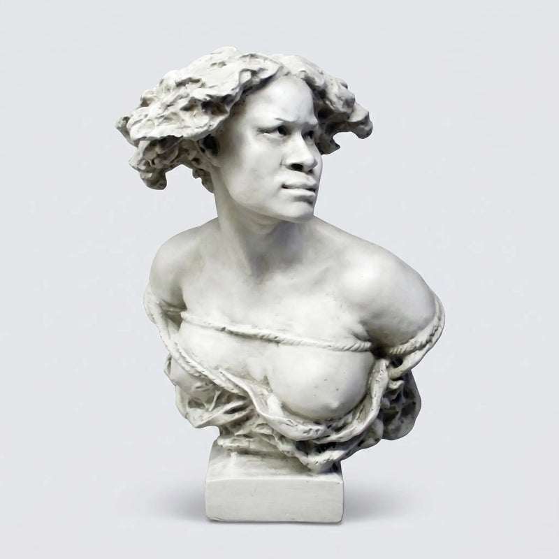 Reproduction statue of "Negresse Captive" in white finish
