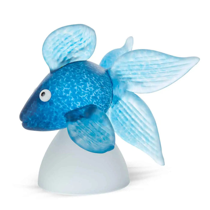 Ornada Art Glass Fish Sculpture by Borowski-Blue