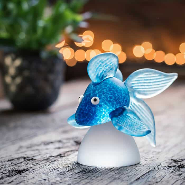 Ornada Art Glass Fish Sculpture by Borowski-Blue