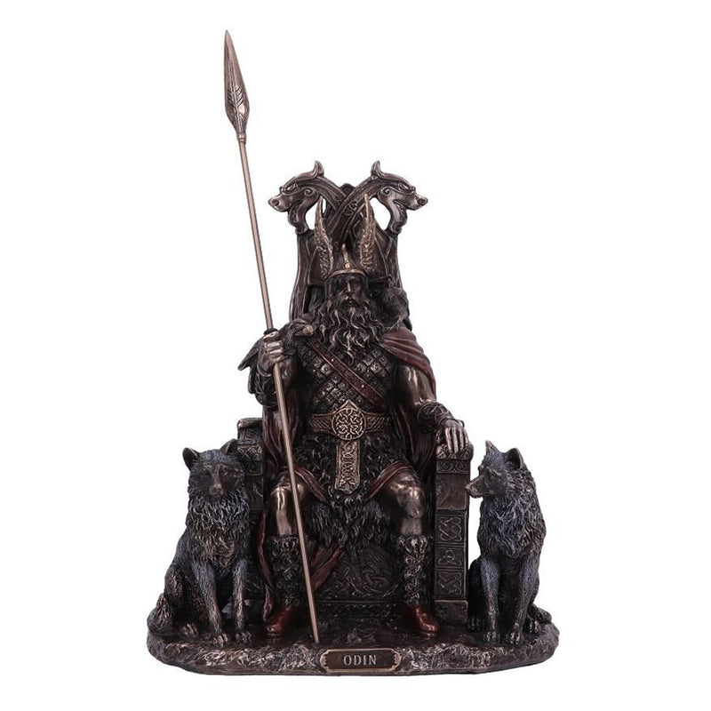 Odin Sitting On Throne With Geri And Freki Statue