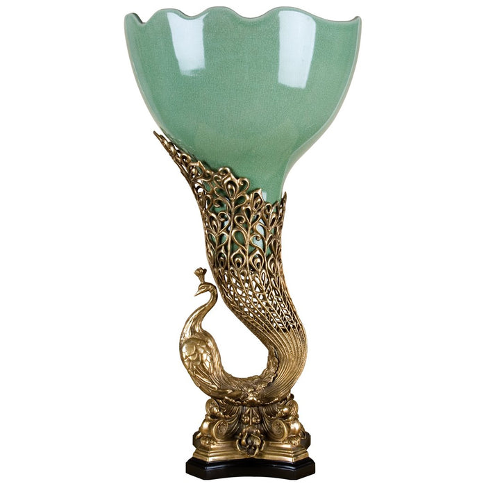 Peacock Masterpiece Vase-Porcelain & Bronze