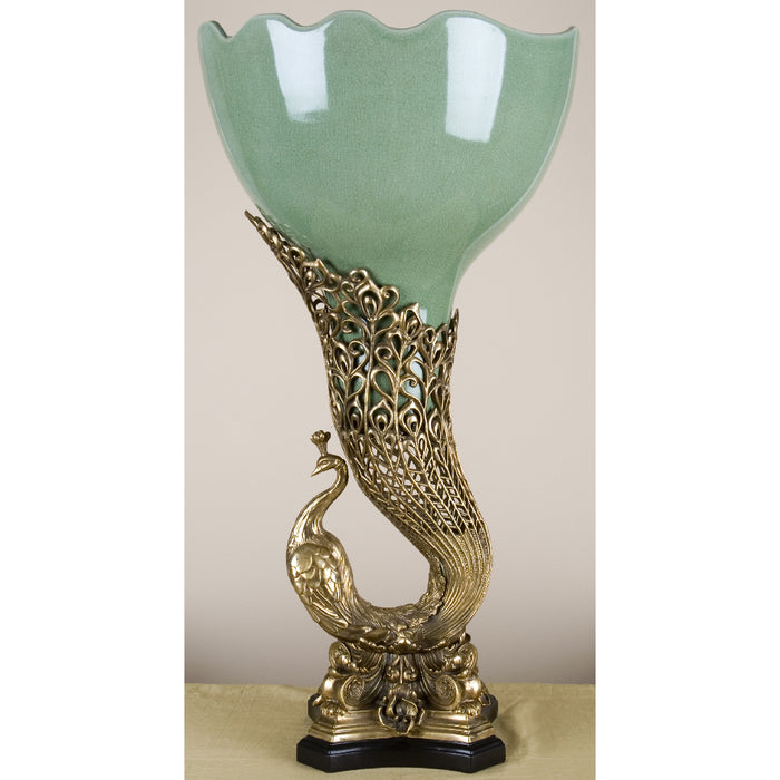 Peacock Masterpiece Vase-Porcelain & Bronze