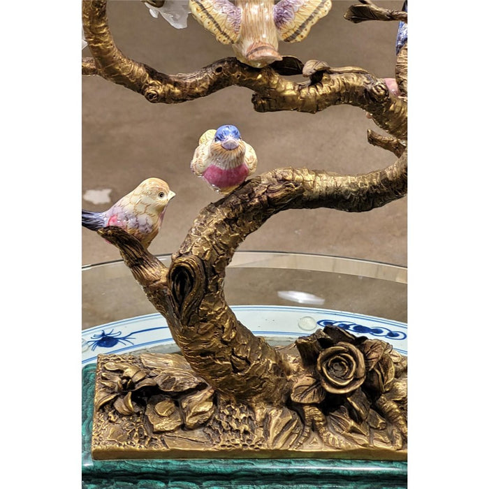 Perched Birds Candelabra-Porcelain & Bronze