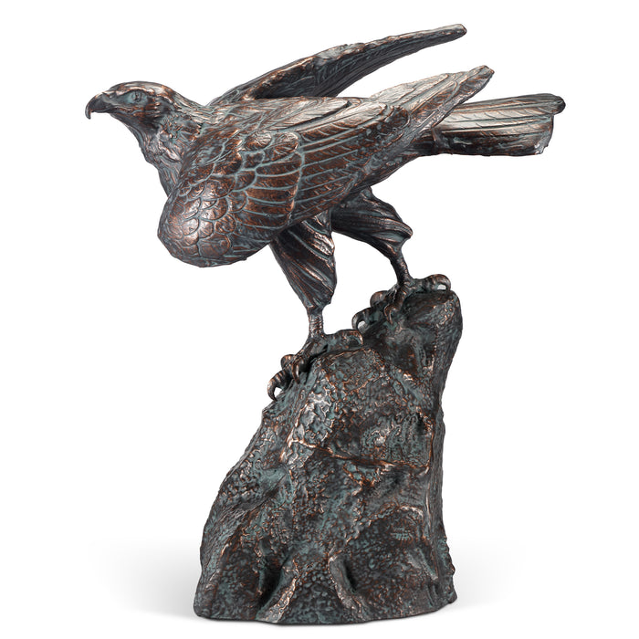 Perching Hawk Sculpture Side View