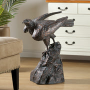 Perching Hawk Sculpture Styled View