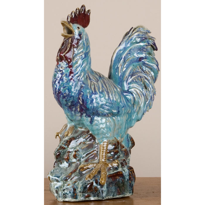 Porcelain Kitchen Blue Rooster Statue