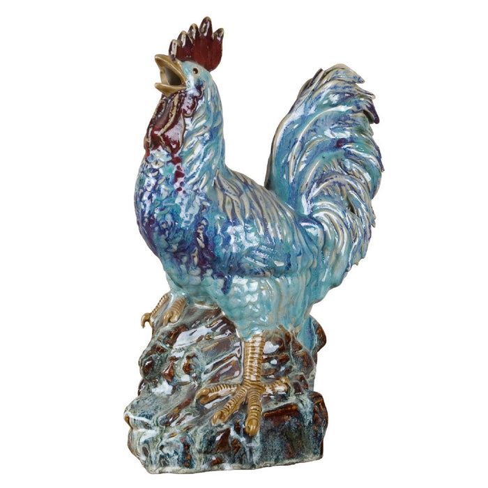 Porcelain Kitchen Blue Rooster Statue
