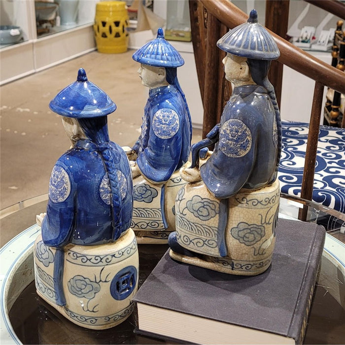 Porcelain Qing Royal Statue Set of 3