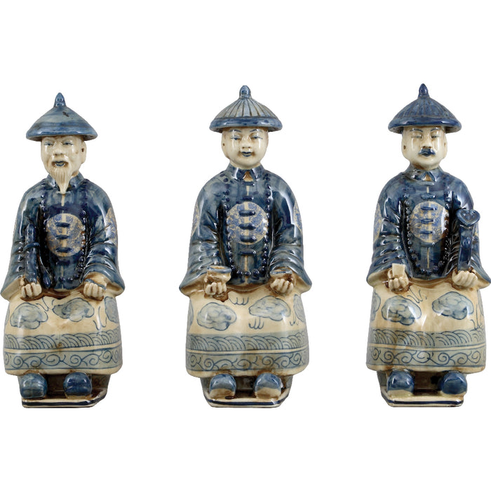 Porcelain Qing Royal Statue Set of 3