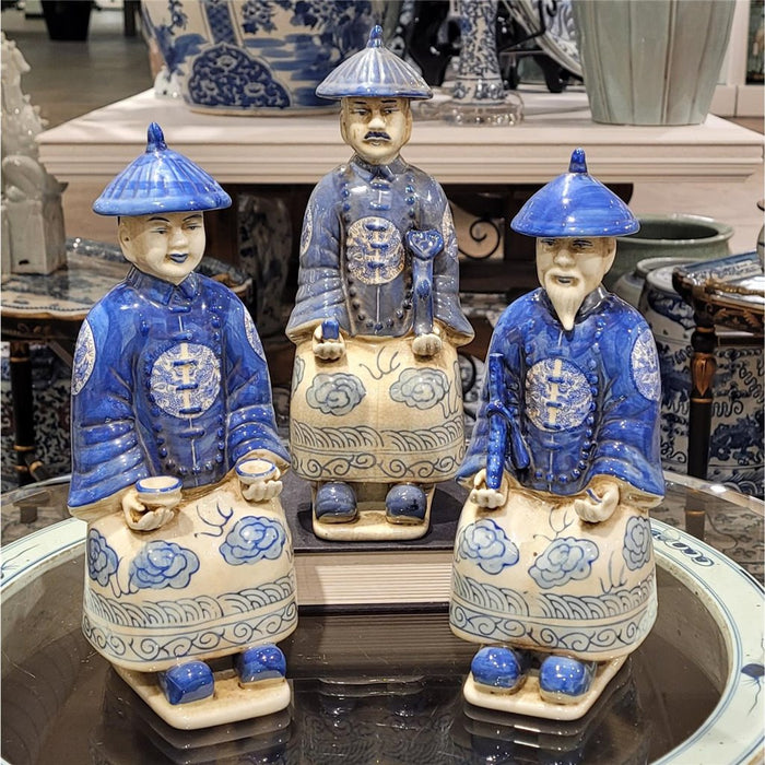 Porcelain Qing Royal Statue Set of 3