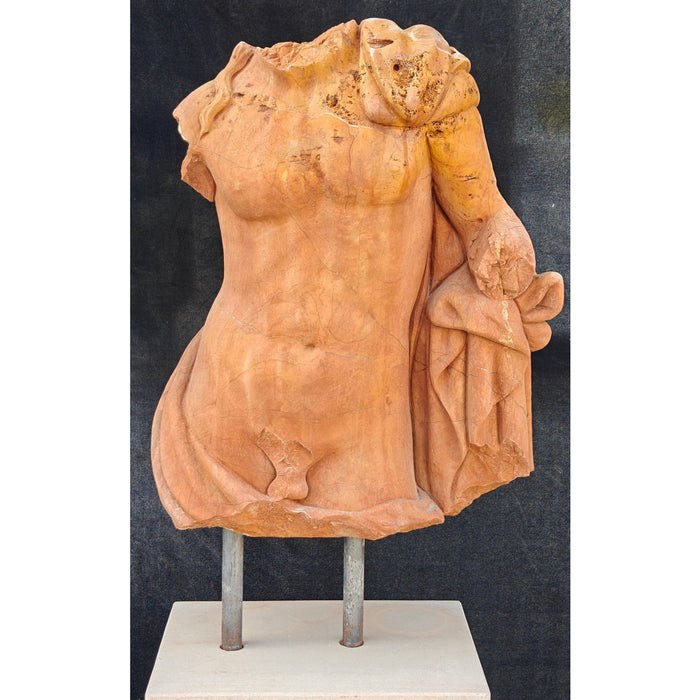 Red Marble Male Torso on Base-47"H