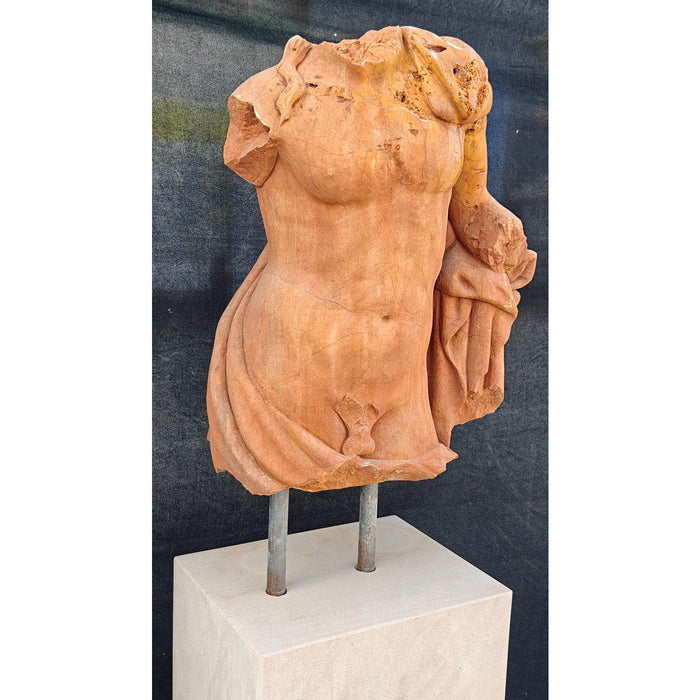 Red Marble Male Torso on Base-47"H