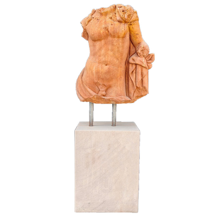 Red Marble Male Torso on Base-47"H