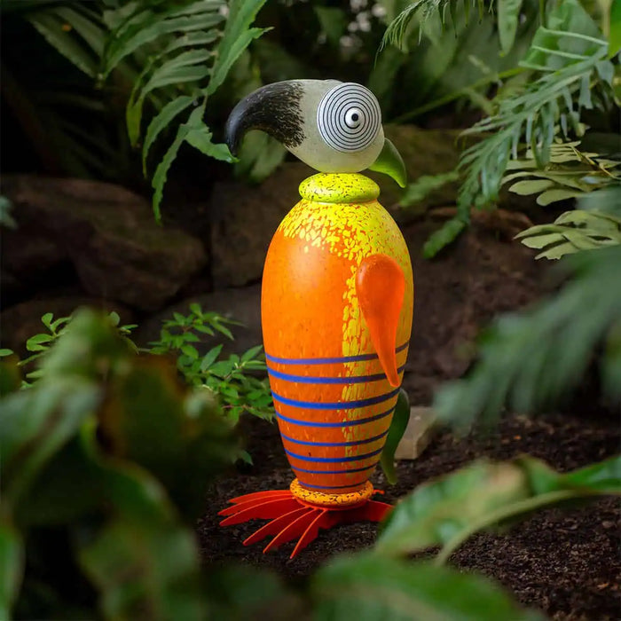 Rio the Parrot Art Glass Sculpture by Borowski-Orange