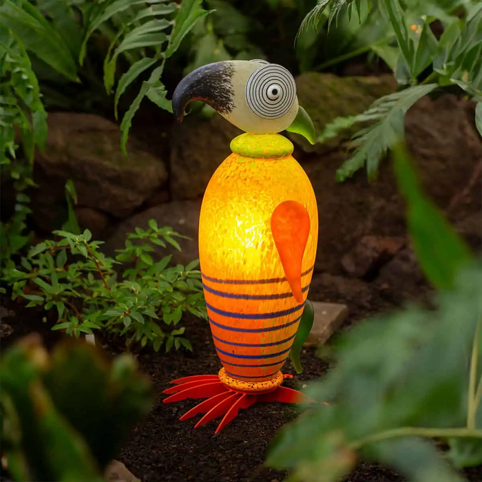 Rio the Parrot Art Glass Sculpture by Borowski-Orange