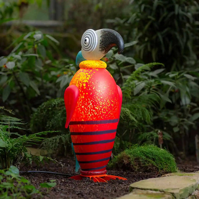 Rio the Parrot Art Glass Sculpture by Borowski-Red