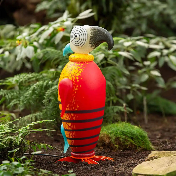 Rio the Parrot Art Glass Sculpture by Borowski-Red