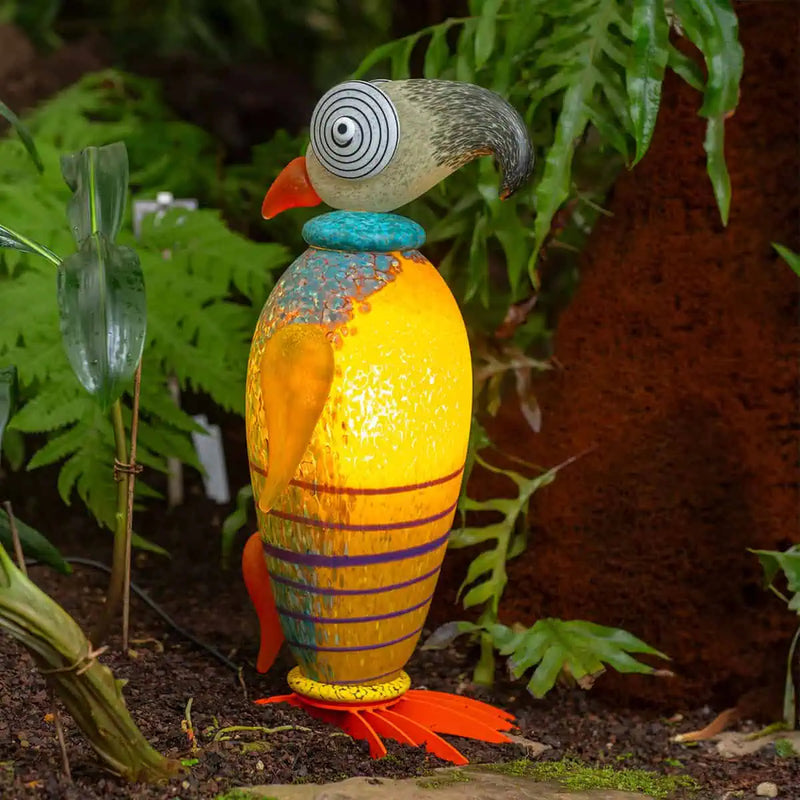 Rio the Parrot Art Glass Sculpture by Borowski-Yellow
