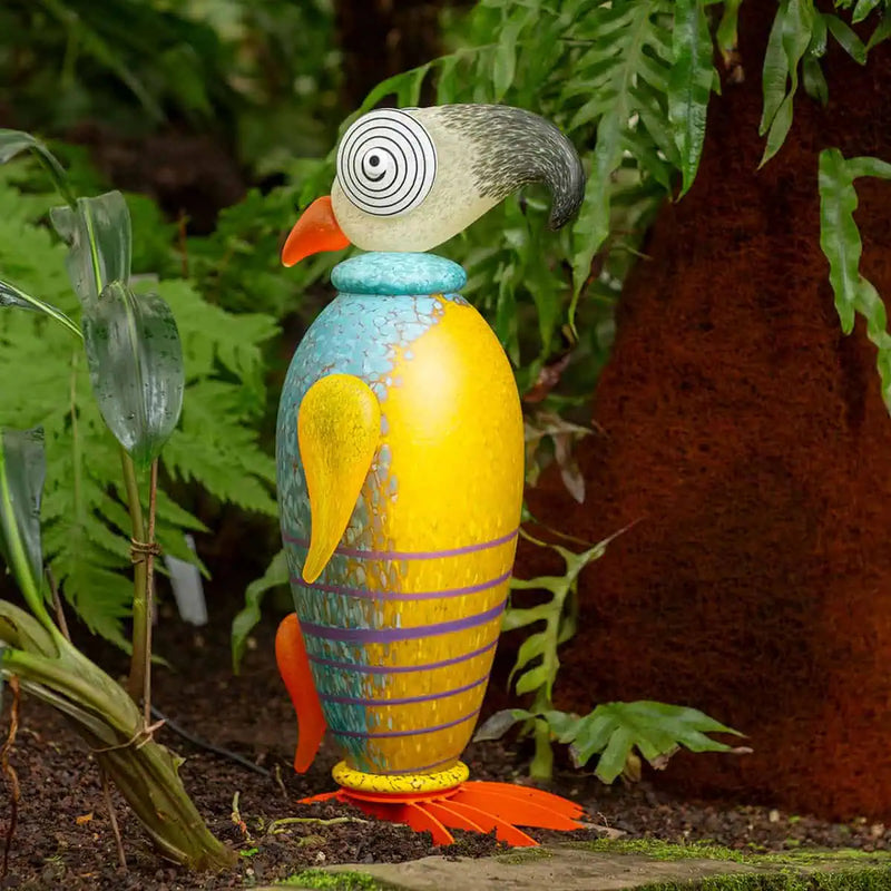 Rio the Parrot Art Glass Sculpture by Borowski-Yellow