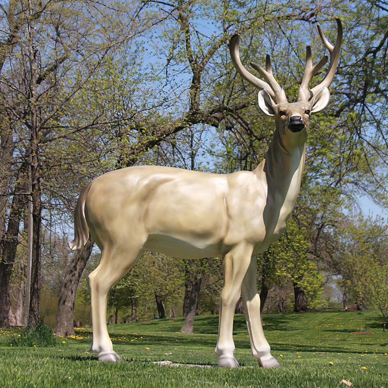 Realistic White Tail Buck Deer Garden Statue