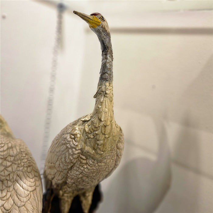 Red Crowned Crane Sculpture-Porcelain & Bronze