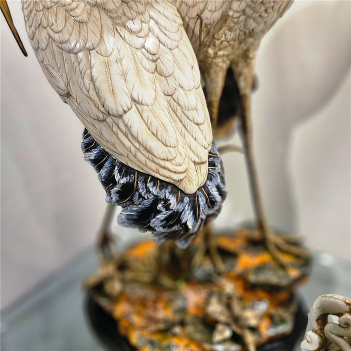 Red Crowned Crane Sculpture-Porcelain & Bronze