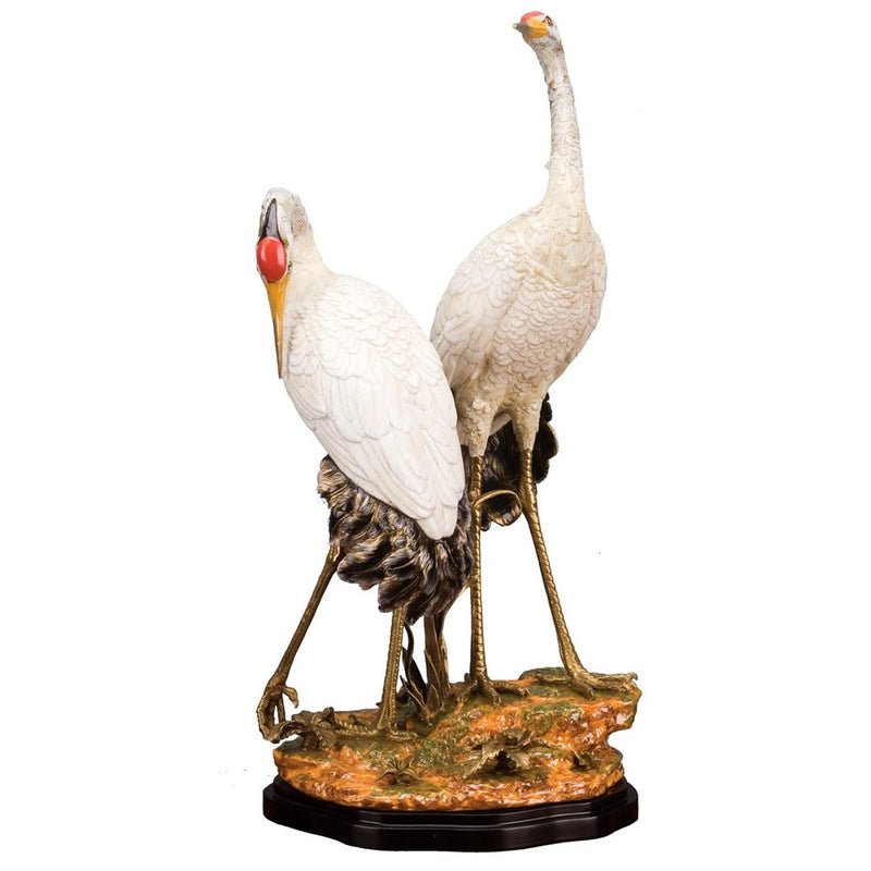 Red Crowned Crane Sculpture-Porcelain & Bronze