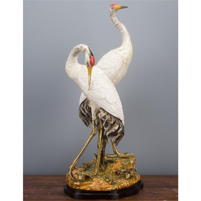 Red Crowned Crane Sculpture-Porcelain & Bronze