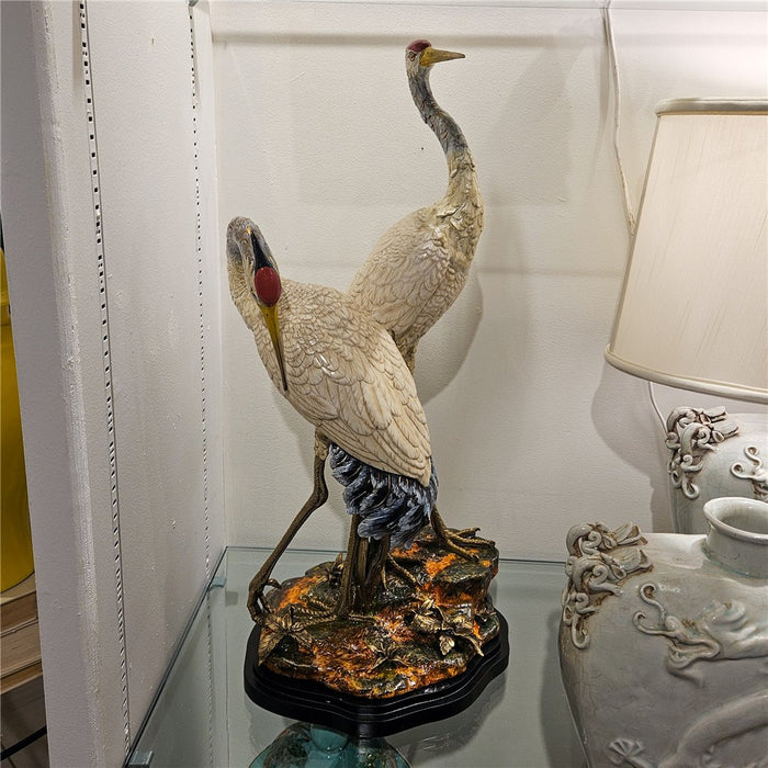 Red Crowned Crane Sculpture-Porcelain & Bronze