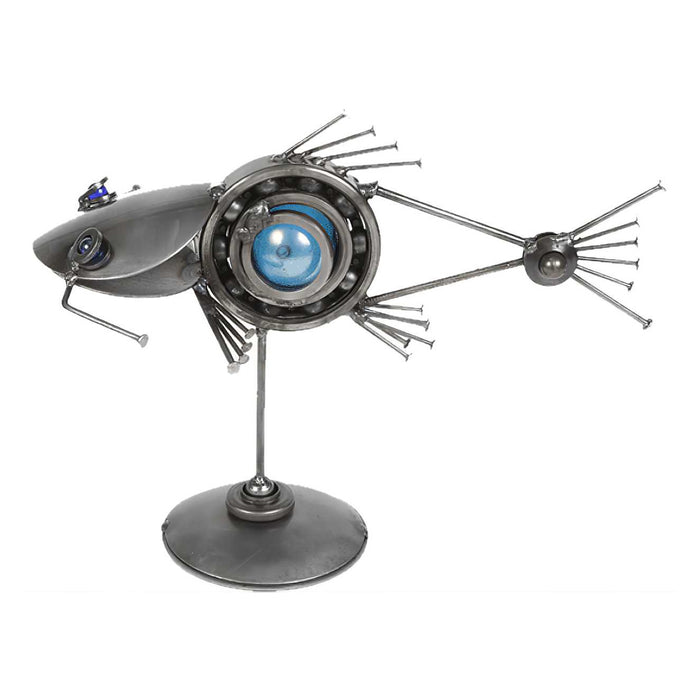 Metal Steampunk Cat Fish Sculpture-Small