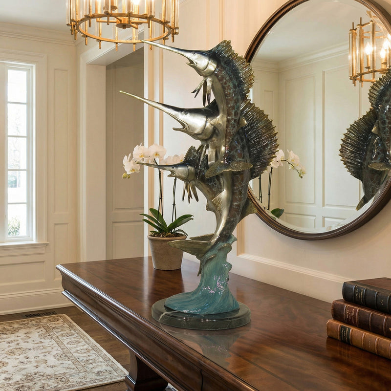 Bronze Sailfish Statue-25"H