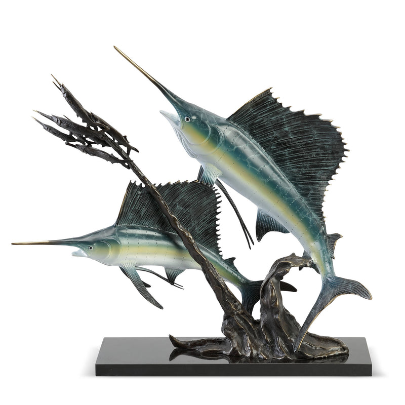 Sailfish Going After Ballyhoo Sculpture-Imperial Finish