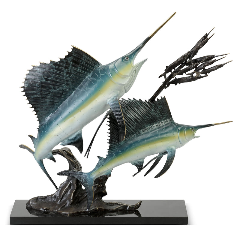 Sailfish Going After Ballyhoo Sculpture-Imperial Finish